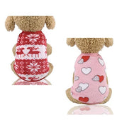 KUTKUT Set of 2 Puppy Clothes for Small Dog & Cat Boy Girl | Winter Warm Fleece Cute Sweaters for Shih Tzu, Maltese, Yorkie Male Female-T-Shirt-kutkutstyle